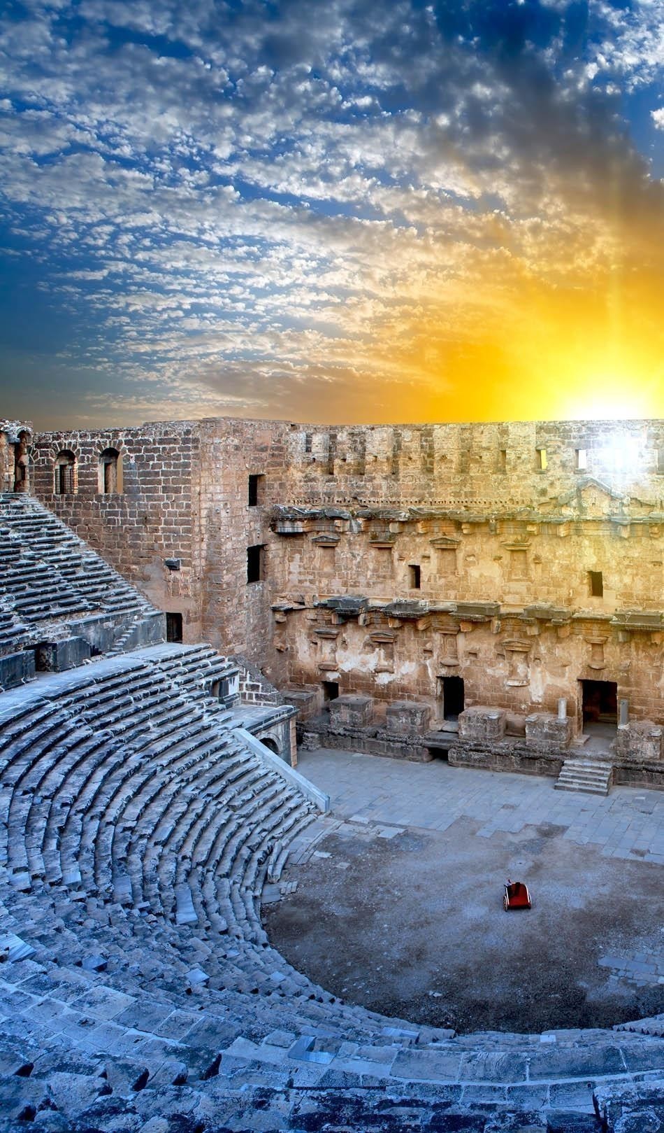 Aspendos Amphitheater with Dramatic sky (Antalya Turkey) | Turkey Travel Guide