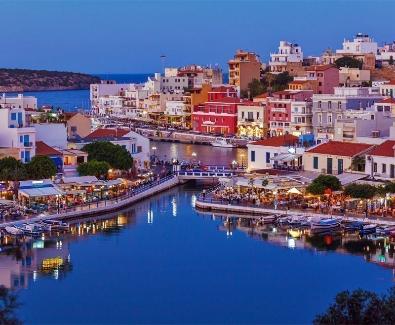 Agios Nikolaos City and Voulismeni Lake at Night | 10 Amazing Summer Holiday Islands in Europe