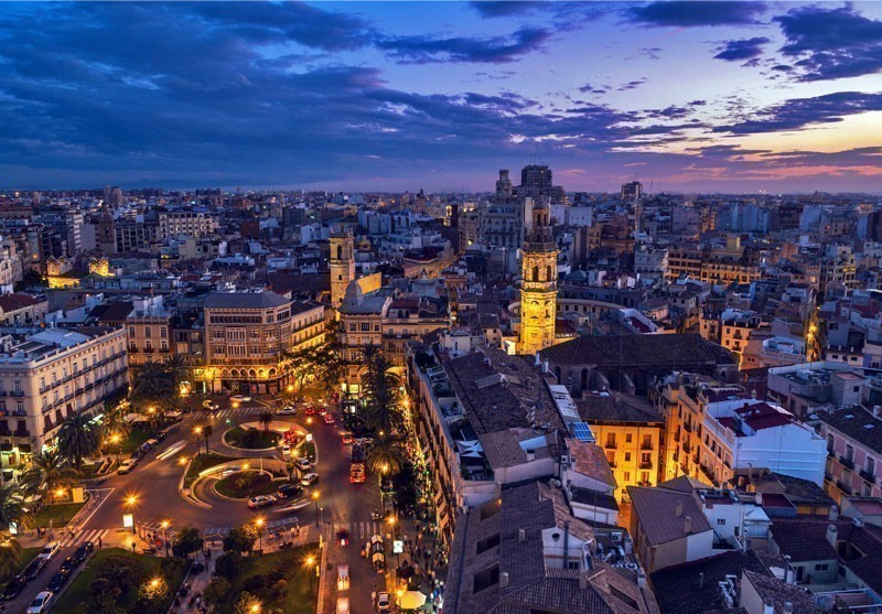 Aerial view of Valencia at sunset | 10 Best Places to Visit in Spain