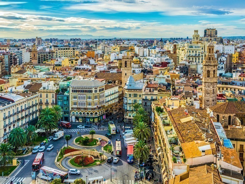 Beautiful aerial view of Plaza de la Reina Square and Saint Mary's Cathedral situated in Valencia, Spain | What to Do in Valencia in 3 Days